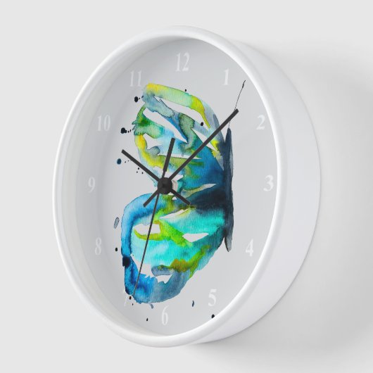 蝶の水彩画 壁時計 (傾斜)