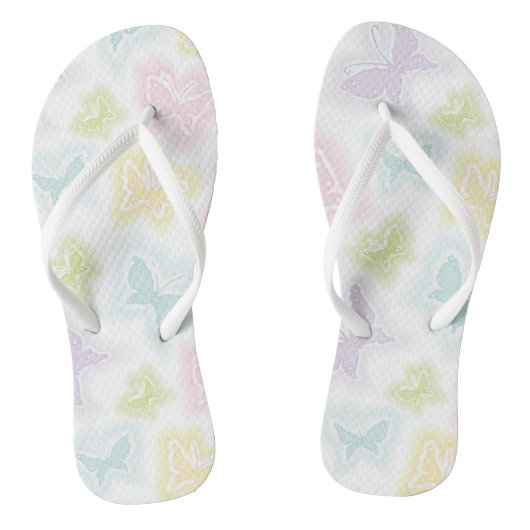 蝶の水彩色の背景 ビーチサンダル (ソール)
