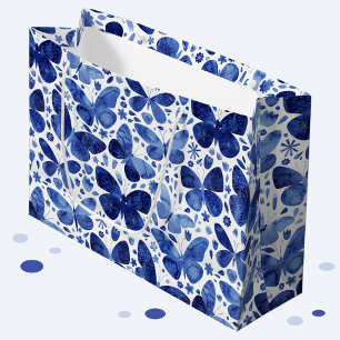 蝶の水彩藍 ラージペーパーバッグ