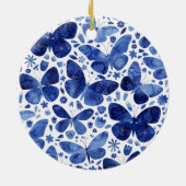 蝶の水彩（青） セラミックオーナメント (裏面)