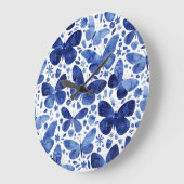 蝶の水彩（青） ラージ壁時計 (傾斜)