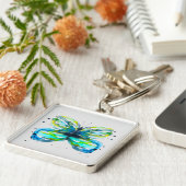 蝶の水色お洒落水色 キーホルダー (側面)