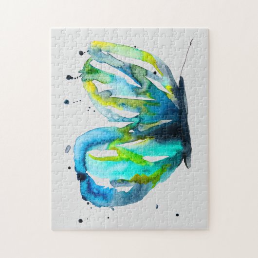 蝶の水色お洒落水色 ジグソーパズル (縦)