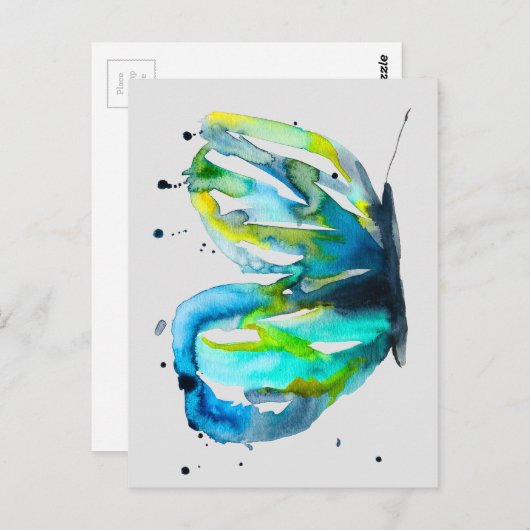 蝶の水色お洒落水色 ポストカード (正面/裏面)