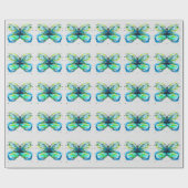 蝶の水色お洒落水色 ラッピングペーパー (フラット)