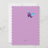 蝶の水色の写真招待状 招待状 (裏面)