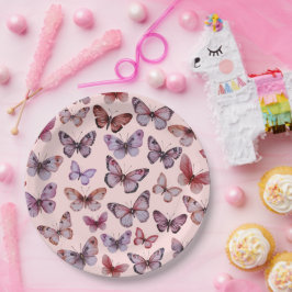 蝶の水色の日ブライダルベビーシャワー ペーパープレート