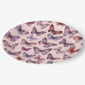 蝶の水色の日ブライダルベビーシャワー ペーパープレート (アングル)