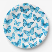 蝶の水色の日ブライダルベビーシャワー ペーパープレート (正面)