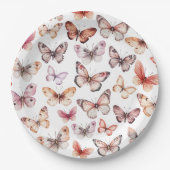 蝶の水色の日ブライダルベビーシャワー ペーパープレート (正面)