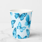 蝶の水色の日ブライダルベビーシャワー 紙コップ (裏面)