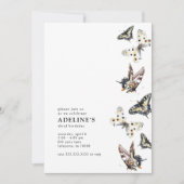 蝶の水色の誕生日パーティーへの招待 招待状 (正面)