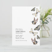 蝶の水色の誕生日パーティーへの招待 招待状 (スタンド正面)