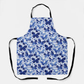 蝶の水色インディゴブルー エプロン (正面)