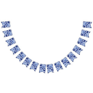 蝶の水色インディゴブルー バンティングフラッグ