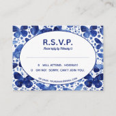 蝶の水色インディゴブルーR.S.V.P. エンクロージャーカード (正面)