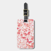 蝶の水色コーラルピンクパーソナライズされた色 ラゲッジタグ (正面縦)