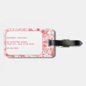 蝶の水色コーラルピンクパーソナライズされた色 ラゲッジタグ (裏面横)