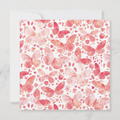 蝶の水色コーラルピンク夕べ 招待状 (裏面)