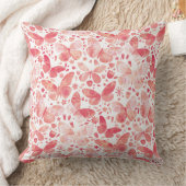 蝶の水色コーラルピンク クッション (ブランケット)