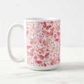 蝶の水色コーラルピンク コーヒーマグカップ (左)