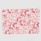 蝶の水色コーラルピンク ゴルフタオル (横)