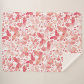 蝶の水色コーラルピンク シェルパブランケット (正面(横))