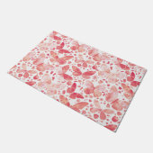 蝶の水色コーラルピンク ドアマット (アングル)