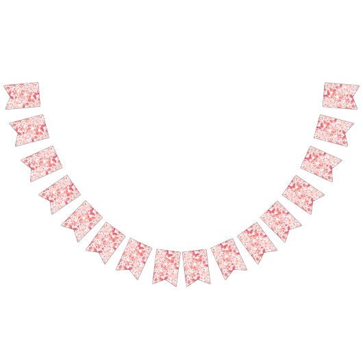 蝶の水色コーラルピンク バンティングフラッグ (全)