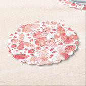 蝶の水色コーラルピンク ペーパーコースター (アングル)