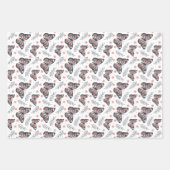 蝶の水色コーラルピンク ラッピングペーパーシート (正面2)