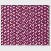 蝶の水色コーラルピンク ラッピングペーパー (フラット)