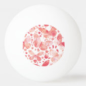 蝶の水色コーラルピンク 卓球ボール (正面)