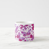 蝶の水色ピンク エスプレッソカップ (正面)