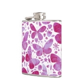 蝶の水色ピンク フラスク (左)