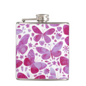 蝶の水色ピンク フラスク (正面)