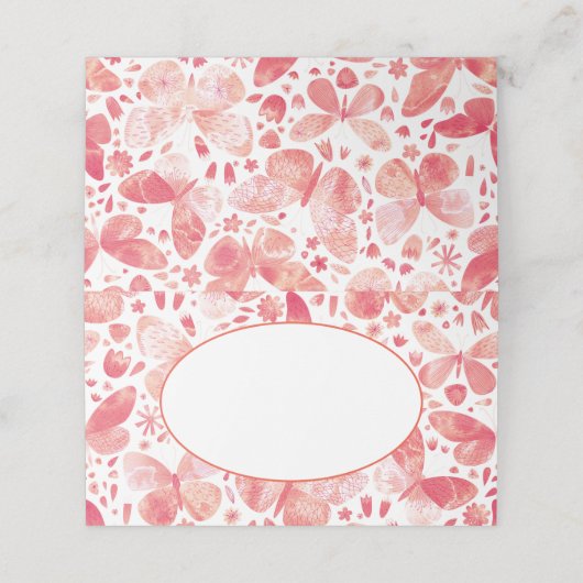 蝶の水色ピンク プレイスカード (外部開封)