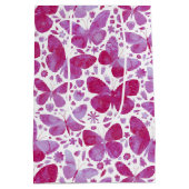 蝶の水色ピンク ミディアムペーパーバッグ (裏面)