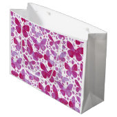 蝶の水色ピンク ラージペーパーバッグ (正面アングル)