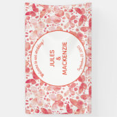 蝶の水色ピンク 横断幕 (縦)