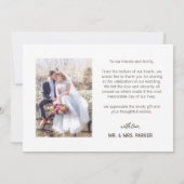 蝶の水色フローラ1写真結婚の サンキューカード (裏面)