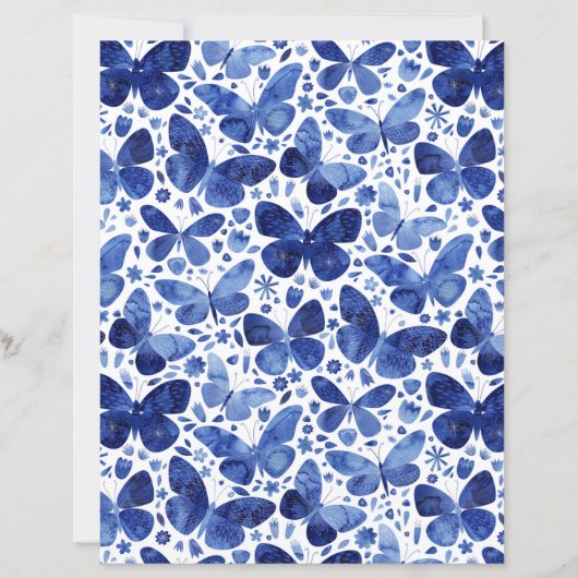 蝶の水色ブルースクラップブック紙 (正面)