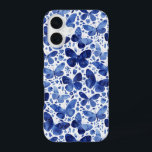 蝶の水色ブルーパターン iPhone 16ケース<br><div class="desc">藍青と白の水の色の蝶絵画の。お保護前の携帯を同時にプリティフィング！オリジナルアートby Nic Squirrell.</div>