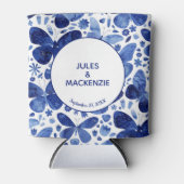 蝶の水色ブルーボモダンホ結婚ズ 缶クーラー (正面)