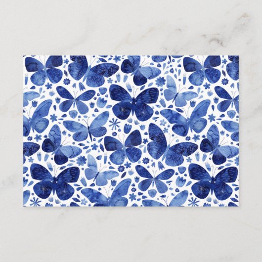 蝶の水色ブルー結婚の詳細 エンクロージャーカード (裏面)