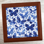 蝶の水色ブルー ギフトボックス<br><div class="desc">藍青と白の水の色の蝶絵画の。</div>