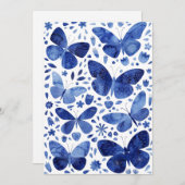 蝶の水色ブルー サンキューカード (正面/裏面)