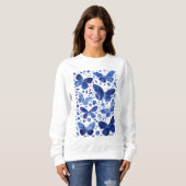 蝶の水色ブルー スウェットシャツ (正面フル)