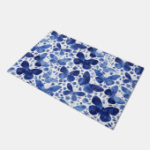 蝶の水色ブルー ドアマット (アングル)