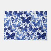 蝶の水色ブルー ドアマット (正面)